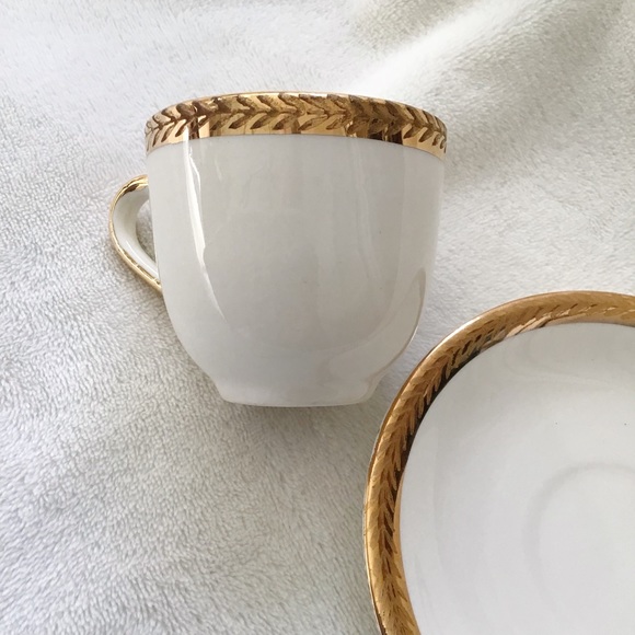 Vintage W.S. George Warranted 22 Karat Gold Ardalt Demitasse Half Cup Saucer - Picture 7 of 15